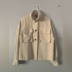 Drop Shoulder Corduroy Jacket Beige Small